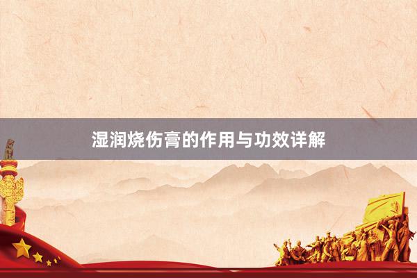 湿润烧伤膏的作用与功效详解